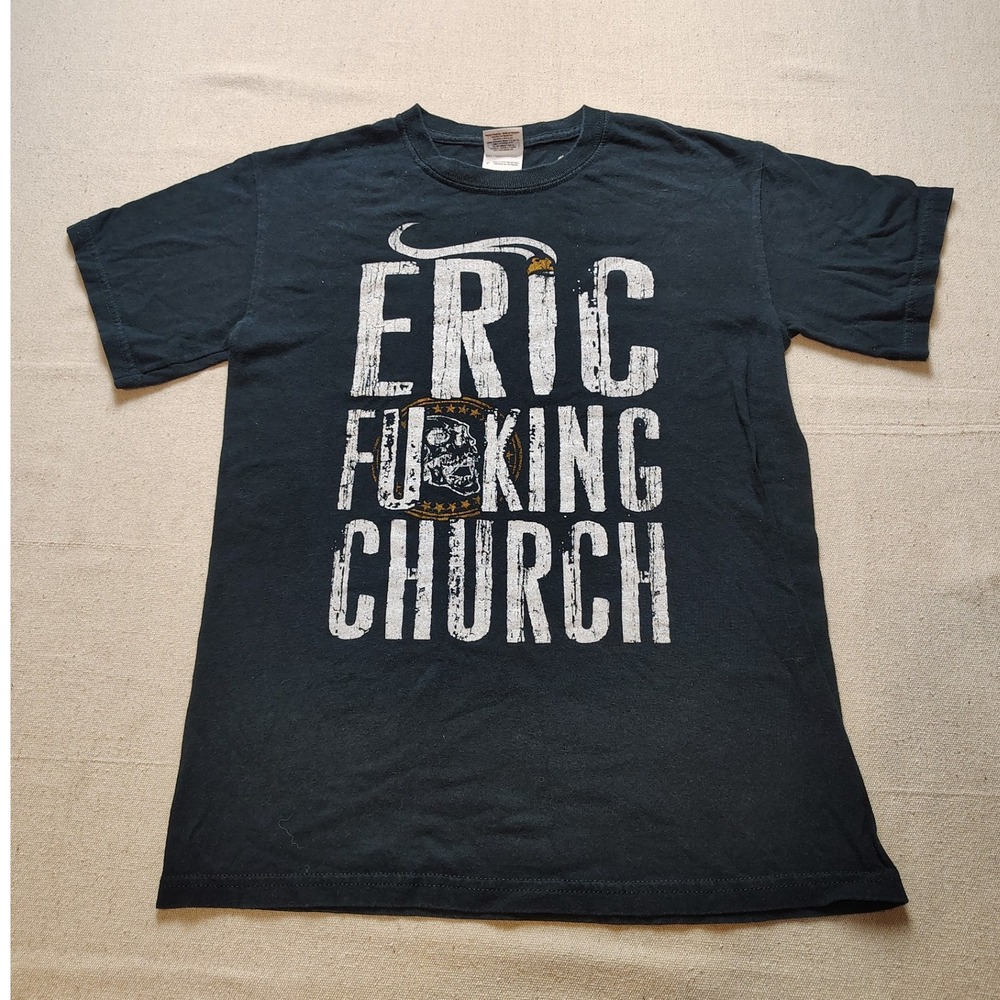 Eric Church Smoking Skull T-Shirt Mens Small Black Country Music Concert 19